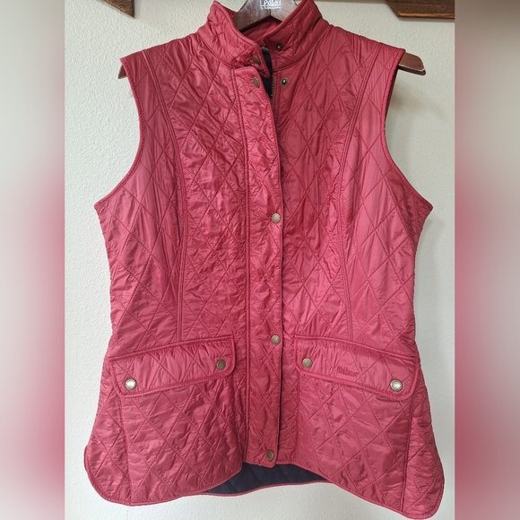 Barbour Wray Gilet Womens Quilted Brick Red Zip Up Vest Size 14 - Picture 1 of 7